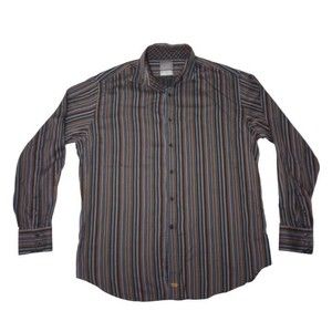 Thomas Dean Men's XL Shirt Striped Multicolor Long‎ Sleeve Button Up